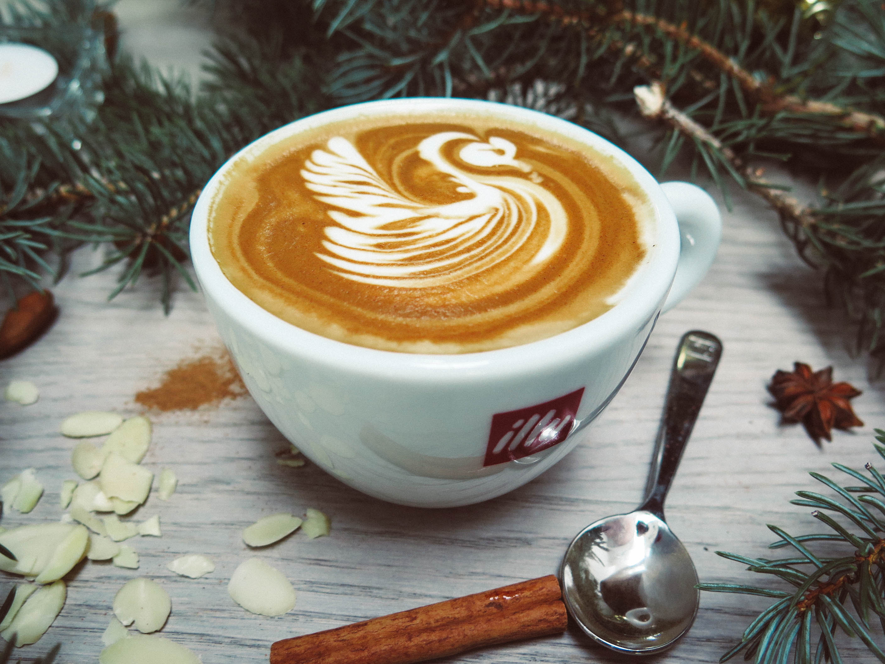 A latte-art swan